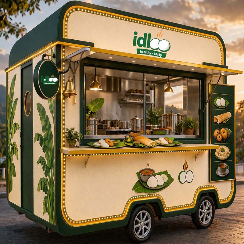 moving cart mobile food cart at golden hour