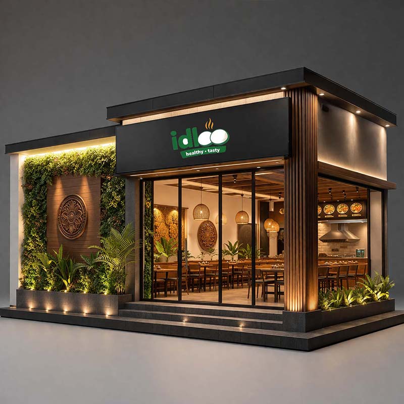 xpress model modern restaurant storefront in studio setting